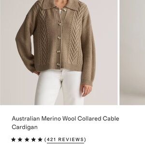 Quince Merino Wool Cable Cardigan - Tan